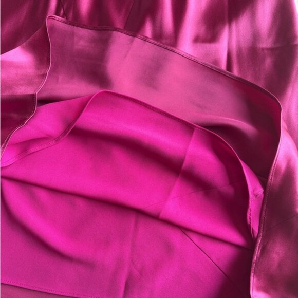 NEW Reformation Anaiis Long Silk Dress Hibiscus Tea Dark Pink Magenta | US 0 UK4 - Picture 8 of 15